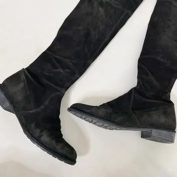 Stuart Weitzman Lowland Stretch Leather Suede Over-the-Knee Boots Black Size 7 - Picture 4 of 9